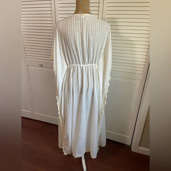 La Moda By True Colors long cardigan, duster swimsuit, cover-up cream white lace - Picture 7 of 10